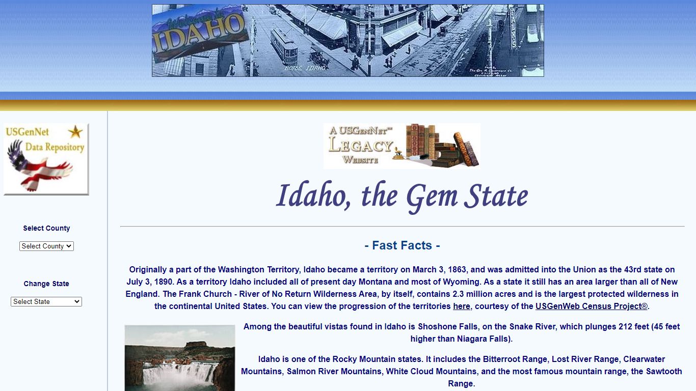 Welcome to Idaho USGenNet Data Repository - USGenNet Inc.